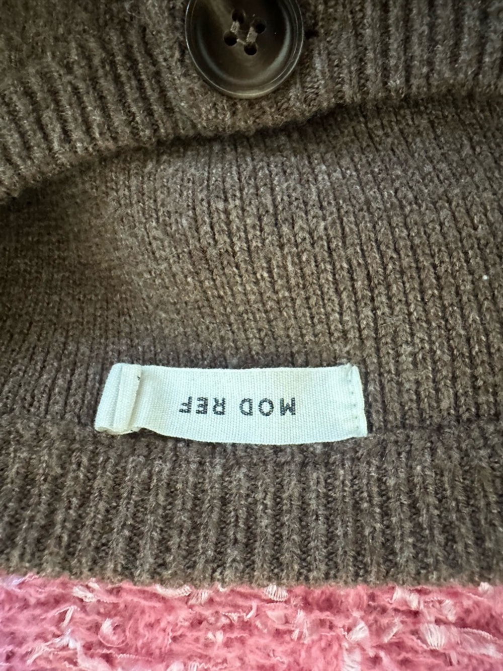 Mod Ref Brown Button-Up Women's Cardigan Sweater - Picture 2 of 2